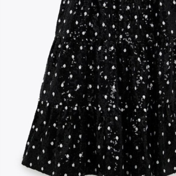 Zara Black Sequin Polka Dot Mini Dress - Size Small NWT - Picture 6 of 10